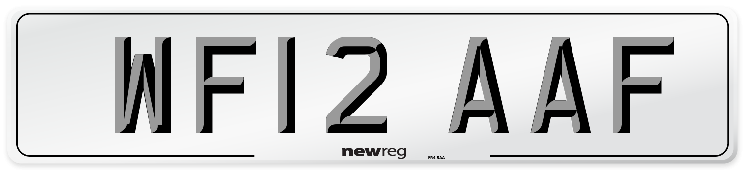 WF12 AAF Number Plate from New Reg